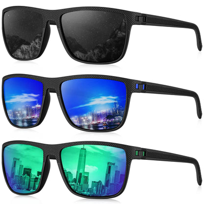 KALIYADI Polarized Sunglasses Men, Lightweight Mens Sunglasses Polarized UV Protection Driving Fishing Golf (Black/Dark Blue/Green)
