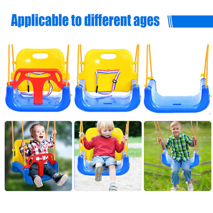 IFOYO 3-in-1 Convertible Kids Swing Seat with Detachable High-Back Support, Secure Indoor Outdoor Playground Swing for Kids
