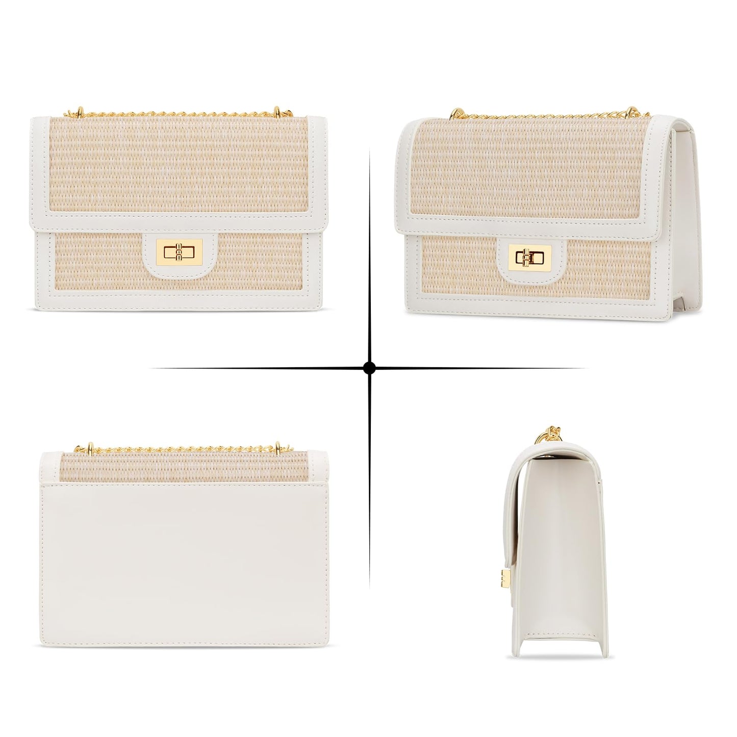KKXIU Women Small Straw Beach bag Crossbody Bag Summer Shoulder Bag Beach Handbag Vegan Leather Purse (Beige)