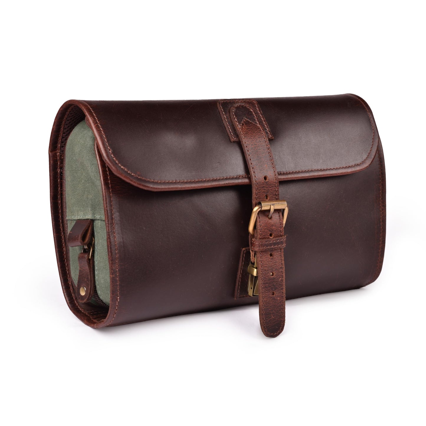 LEATHER VILLAGE Hanging Genuine Leather Toiletry Bag for Men & Women with Waterproof Lining – Handcrafted Vintage Travel Dopp Kit, Shaving Organizer & Shower Bathroom Essentials Case - Cherry