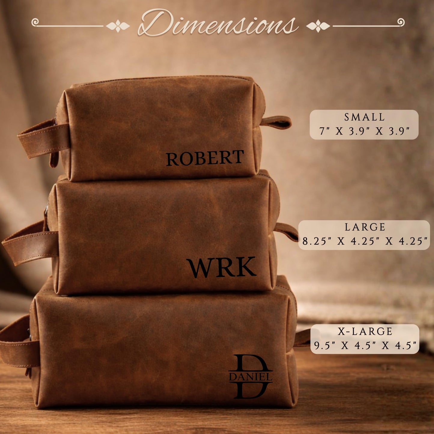 Personalized Leather Toiletry Bag for Men - Handmade Custom Travel Size Dopp Kit, Gift for Graduation, Husband, Boyfriend, Birthday, Wedding, Anniversary, Groomsmen, Grandpa, Him, Father’s Day Gifts