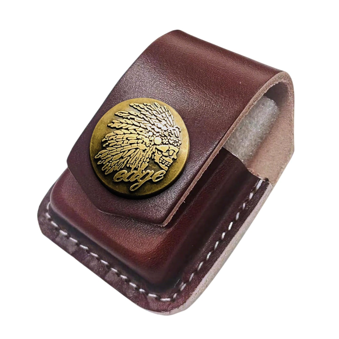Handcrafted Leather Lighter Case, Flip Top Leather Pouch with Metal Buckle, Handmade Flip top Lighter Pouch, Holder Case with Pocket Belt Loop,Brown F