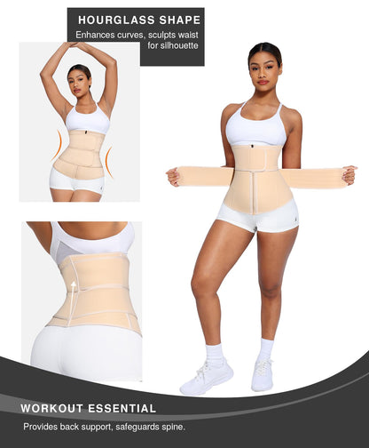 Lover-Beauty Waist Trainer for Women Workout Trimmer Corset with 2 Belt With Zipper Steel Bone Tummy Control Cincher