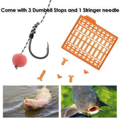 Luroad Carp Fishing Hair Rigs, 20 Pcs Curved Barbed Carp Hook Anti-Tangle Swivel Braided Thread line with 3 Card Boilie Bait Stops Dumbell Stoppers and Stringer Needle, Size 2 4 6 8