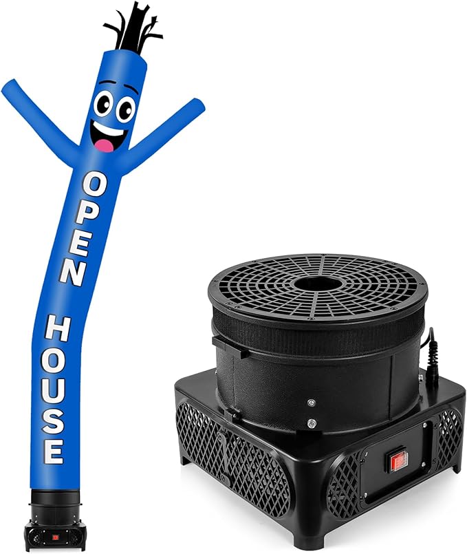 10FT Tall Inflatable Tube Man Open House Wacky Wavy Dancing Guy with 3/4 HP Weather-Resistant Blower (12''Diameter) for Outdoor Decoration Advertising Business Promotion - Blue