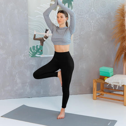 Leafigure 2 Pack Leggings with Pockets for Women, High Waisted Soft Leggings for Yoga Gym Black/Grey XXL