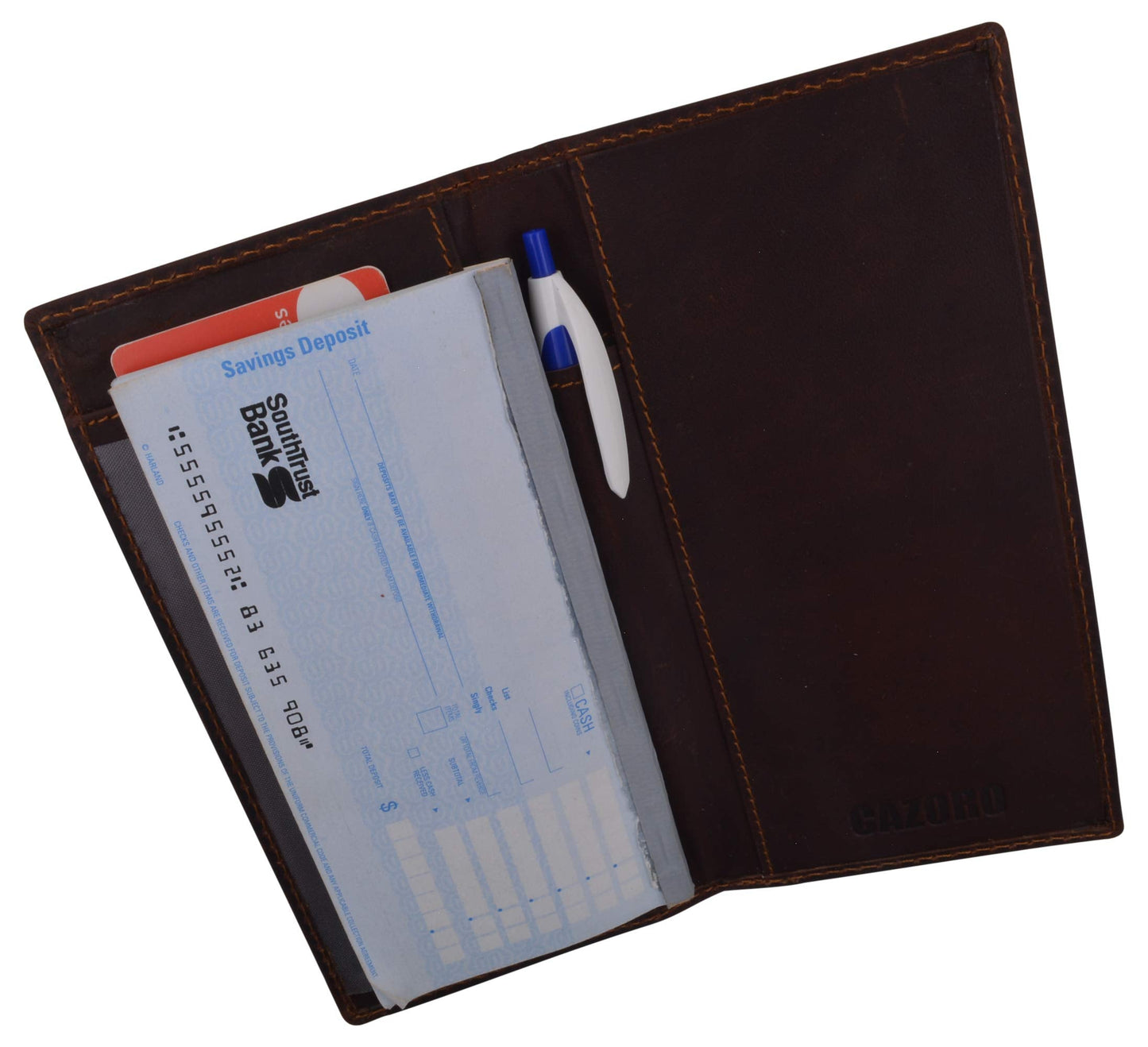 MARSHAL Genuine Leather Checkbook Cover Case #156-cr (Vintage Brown)