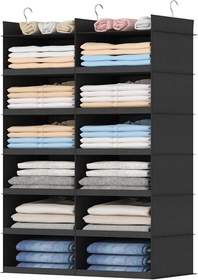 Lifewit Dual-Row Shelf Hanging Closet Organizer and Storage, Clothes Shelves