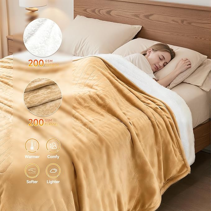 Heated Blanket Electric Throw Blanket 50"x60" Fast Heating Electric Blanket with 5 Heat Levels & 4 Hours Auto-Off Overheat Protection Cozy Soft Flannel Heated Throw Blanket
