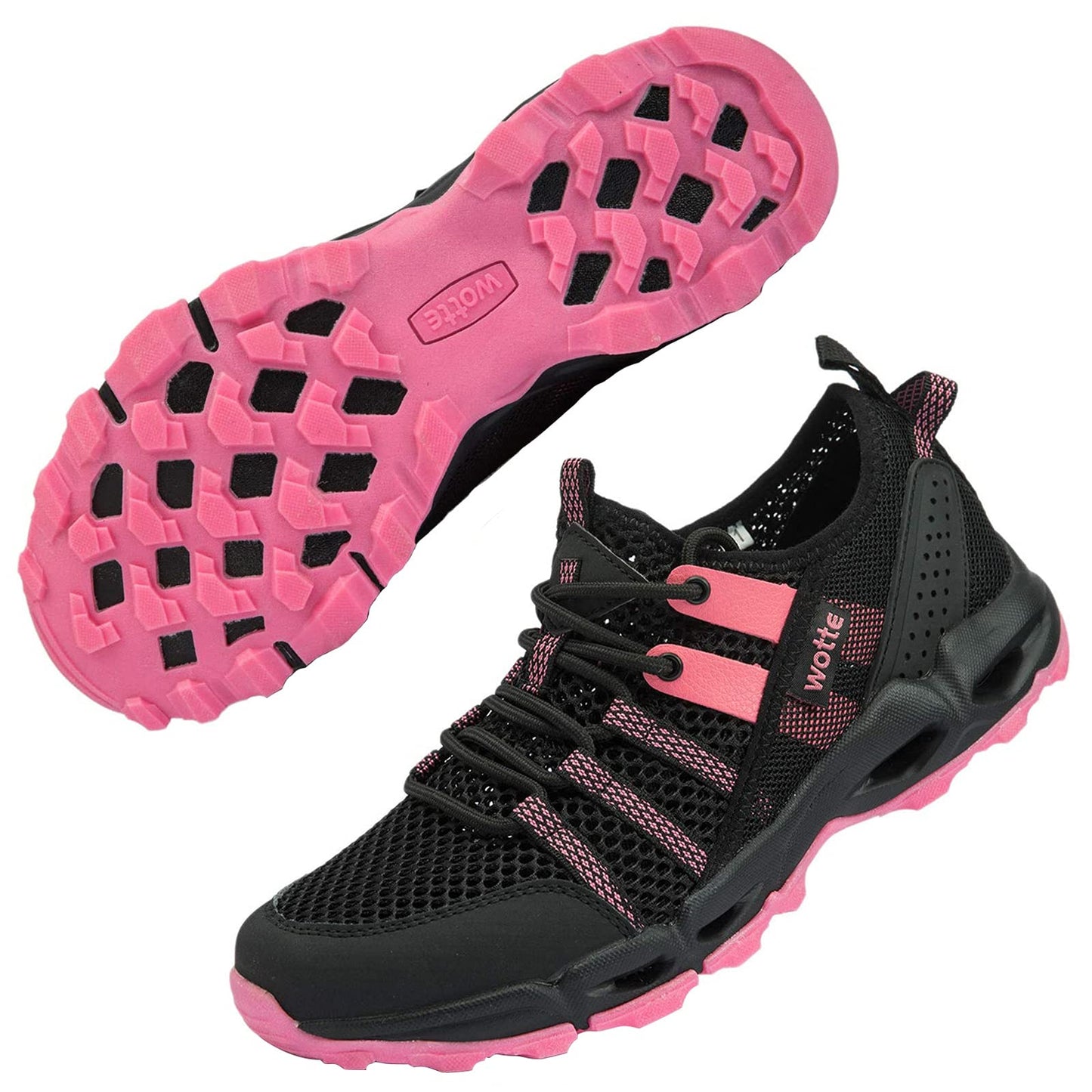 MAINCH Women's Hiking Water Shoes Quick Dry Outdoor Sport Sneakers (Black Rose, Size 8)