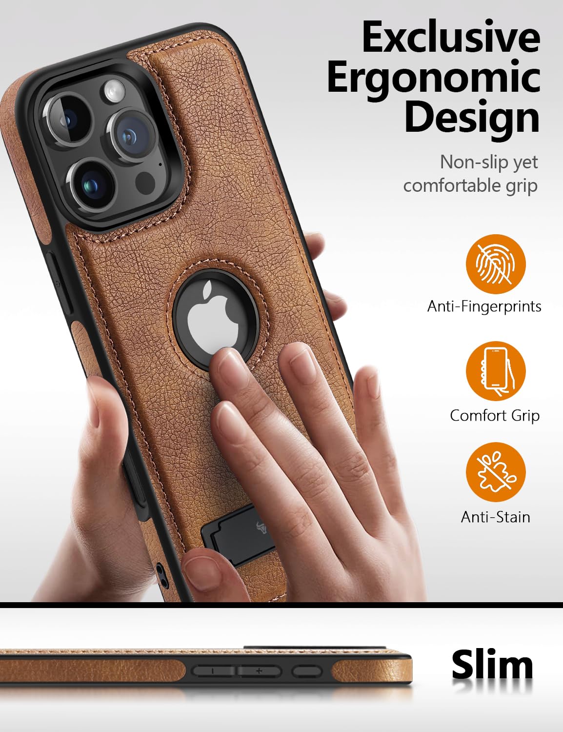 WTCASE Magnetic for iPhone 16 Pro Max Leather Case,Built-in Invisible Stand [Compatible with Magsafe] Protective Slim Kickstand Phone Cover Compatible with iPhone 16 Pro Max (2024) 6.9" (Brown)