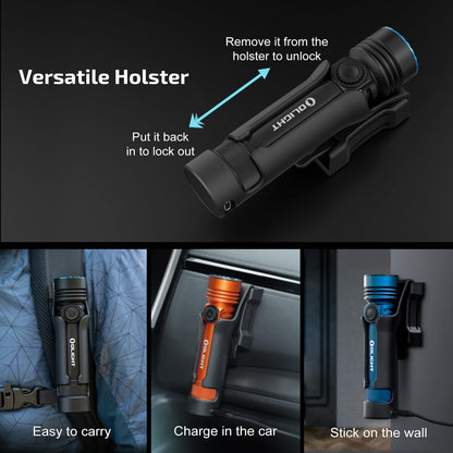 OLIGHT Seeker 4 Pro Rechargeable Flashlights, 4600 Lumens High Powerful Bright Light with USB C Holster, Waterproof IPX8 for Emergencies, Camping, Searching (Orange Cool White)
