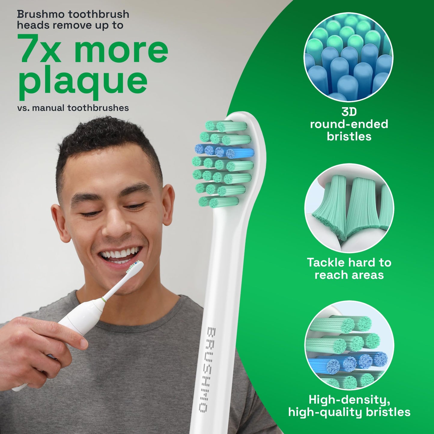Brushmo e-Series Electric Sonic Toothbrush - Rechargeable Screw-On Electronic Tooth Brush for Adults with 3 Modes & Timer - IPX7 Waterproof, Long-Lasting Battery & Wireless Charging Base - White