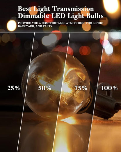 Lightdot 100FT Outdoor Led Patio Lights, ETL Listed Led String Lights with Shatterproof Edison Vitage Bulbs, Commercial Grade Hanging Light for Patio Cafe Bistro Backyard