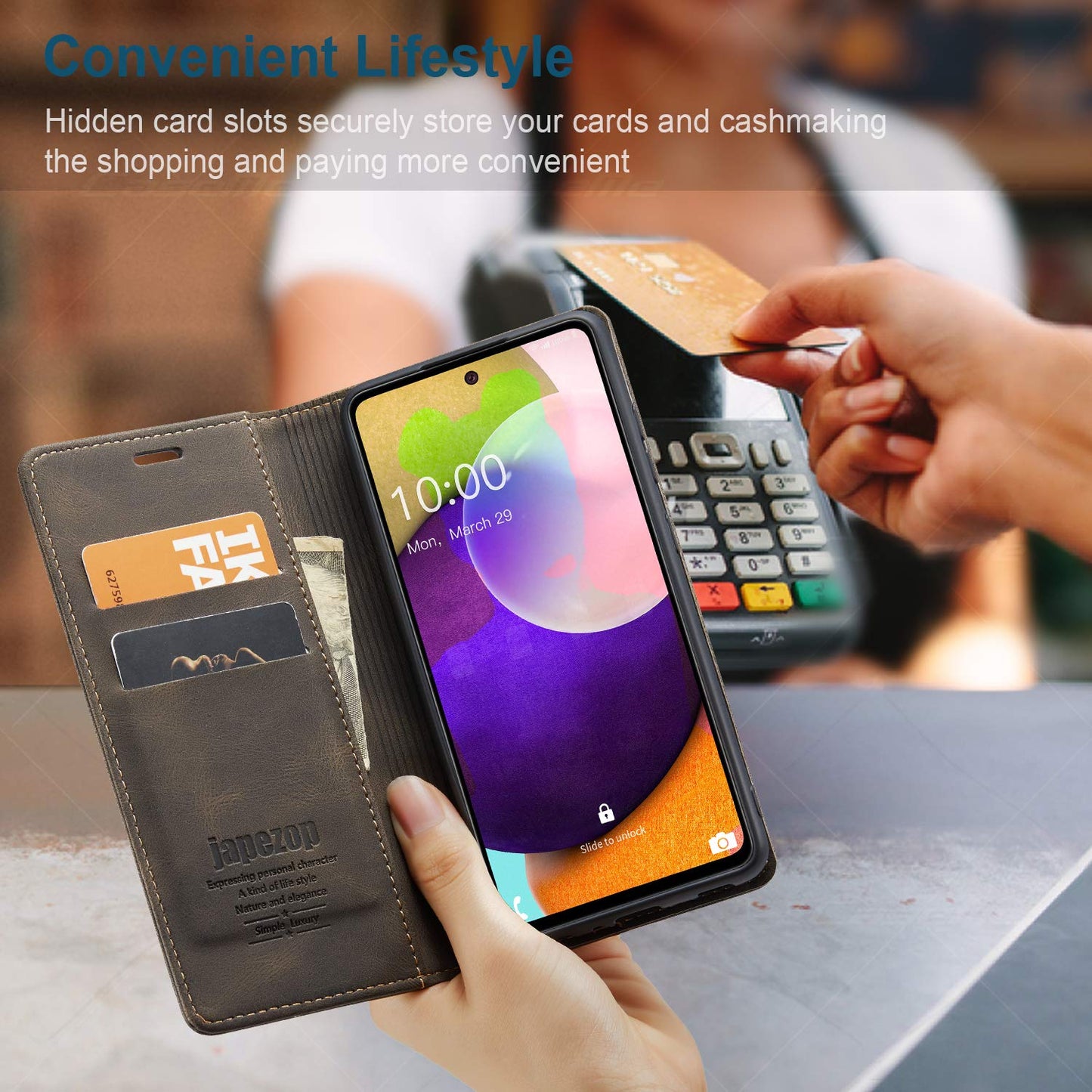 japezop Compatible with Samsung Galaxy A52 5G Wallet Case with Card Holder [RFID Blocking] Kickstand Magnetic,Leather Flip Case for Samsung Galaxy A52 5G/A52s 5G 6.5 Inch(Coffee)