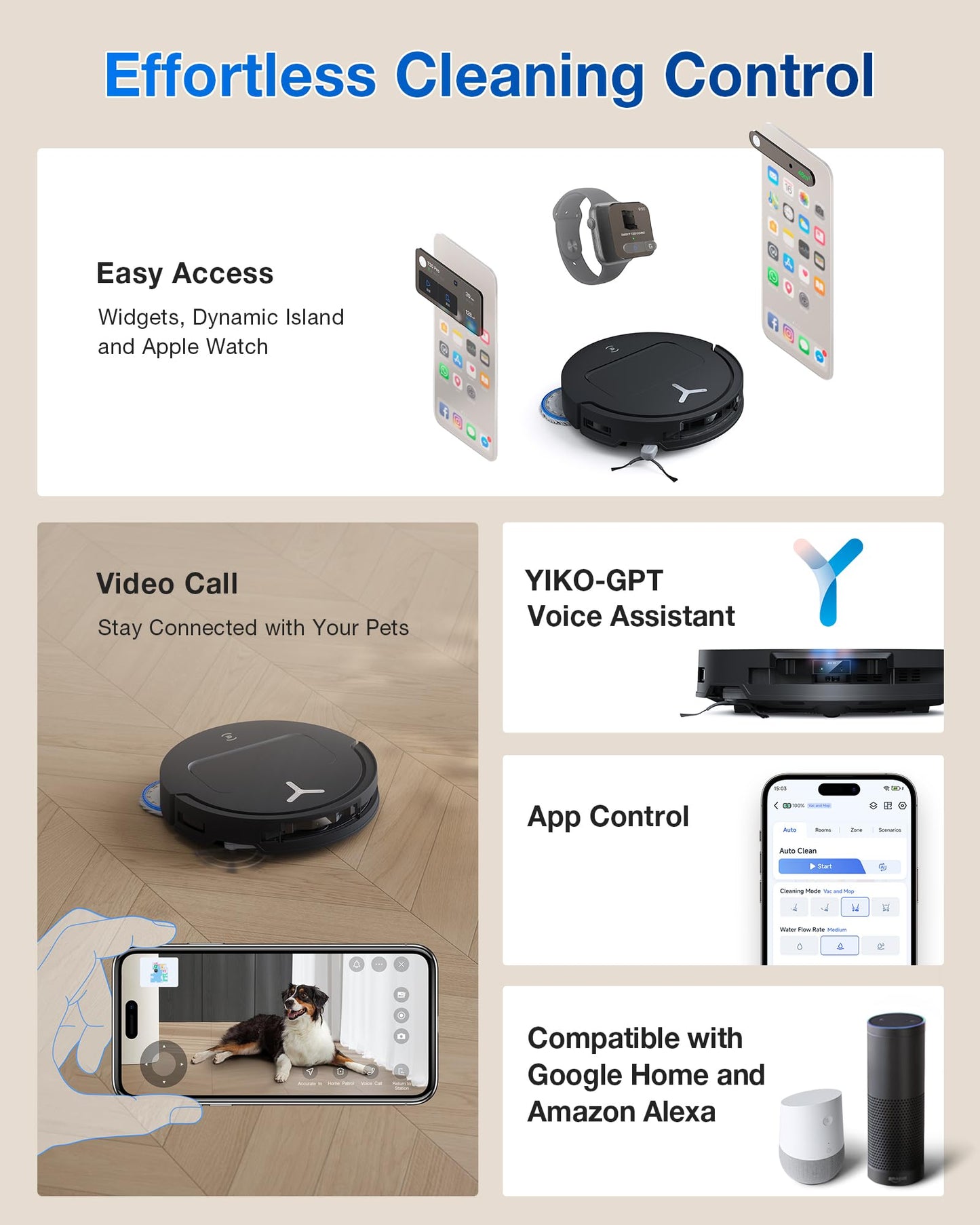 ECOVACS DEEBOT T50 PRO Omni Robot Vacuum and Mop, 3.19” Ultra-Slim, 15,000Pa Suction, ZeroTangle 2.0, TruEdge Edge Cleaning, AIVI 3D Obstacle Avoidance, Auto Mop Wash & Dry, Self-Emptying