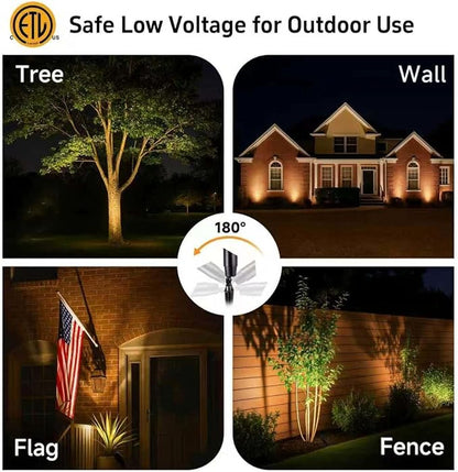 Gardenreet Solid Brass Spot Lights - Black Low Voltage Landscape Spotlight Outdoor, 12V LED Uplights Wired, Waterproof Electric for Patio Wall with 2700K Warm White MR16 Bulb (6 Pack)