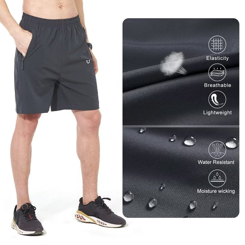 NORTHYARD Men's Athletic Running Shorts Gym Workout 7"/9"/5" Quick Dry Lightweight Sports Basketball Tennis 3 Zipper Pockets Darkgrey 3XL