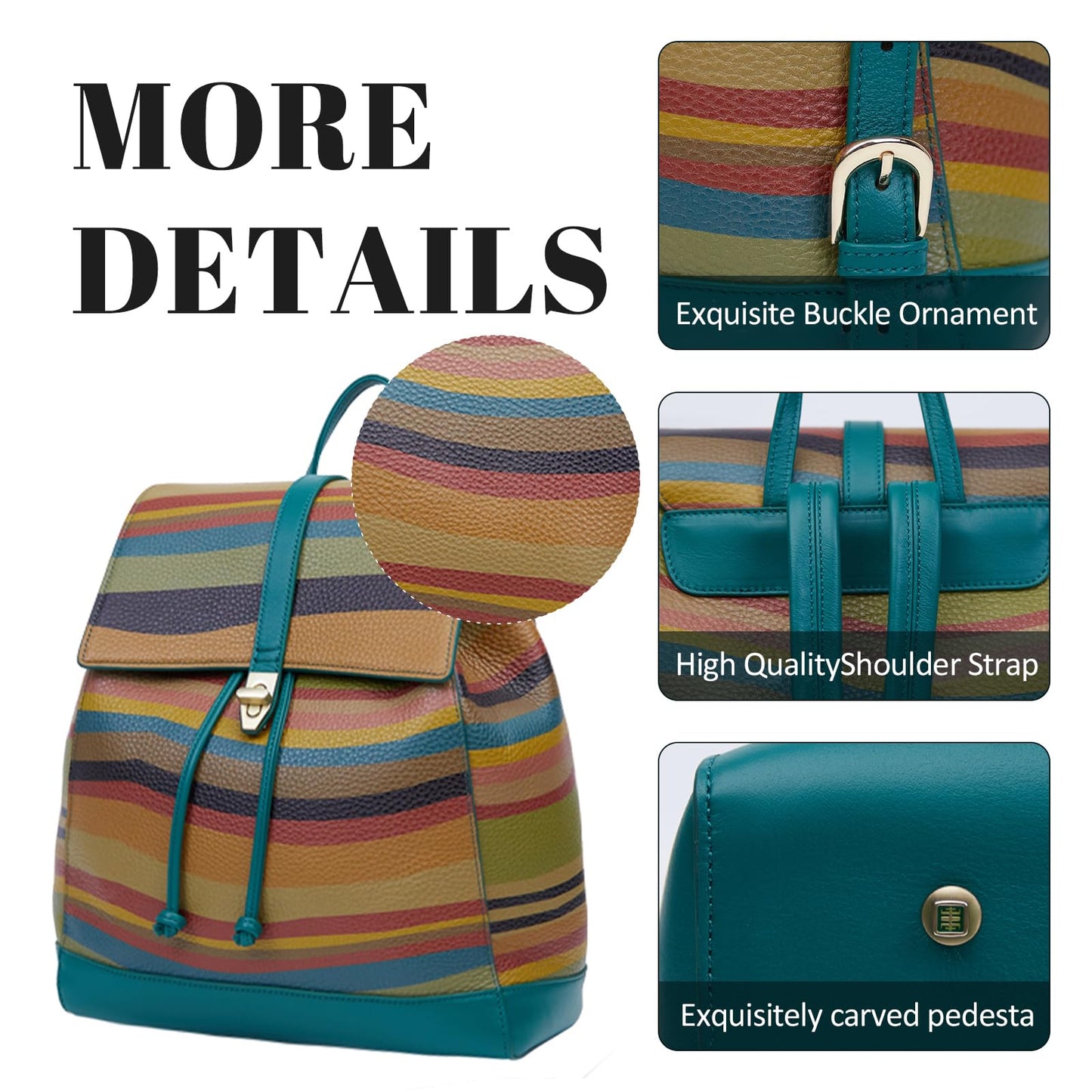 BOYATU Genuine Leather Backpack for Women: Best Fashion Ladies Backpacks Purses - Casual Designer Colorful Back Pack Bag for Travel