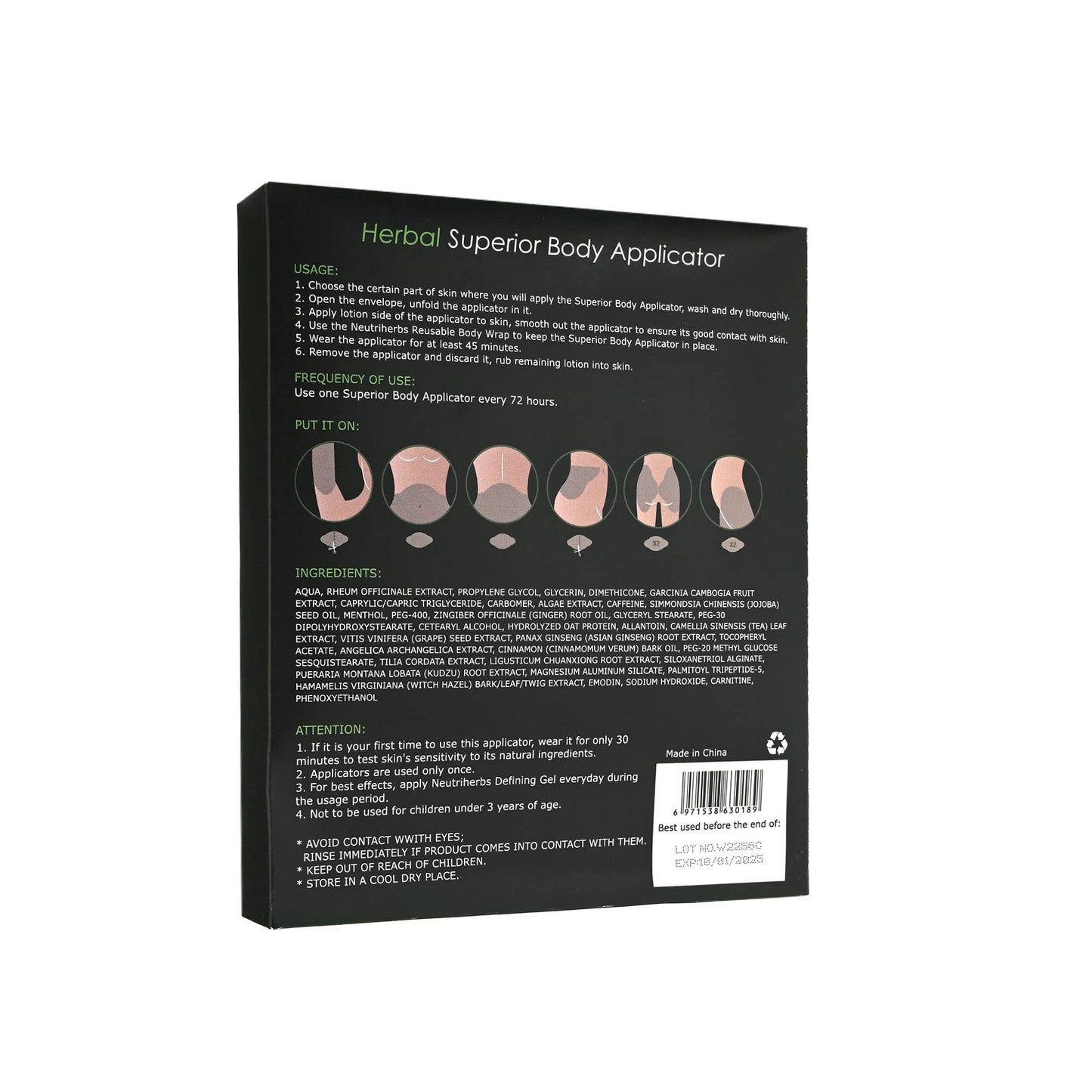 Neutriherbs Body Applicator with Wrap, Effective Nature Formula to Shape, Tone, Firm Body, Works for Belly, Stomach,Legs,Arms,Buttocks (5pcs)