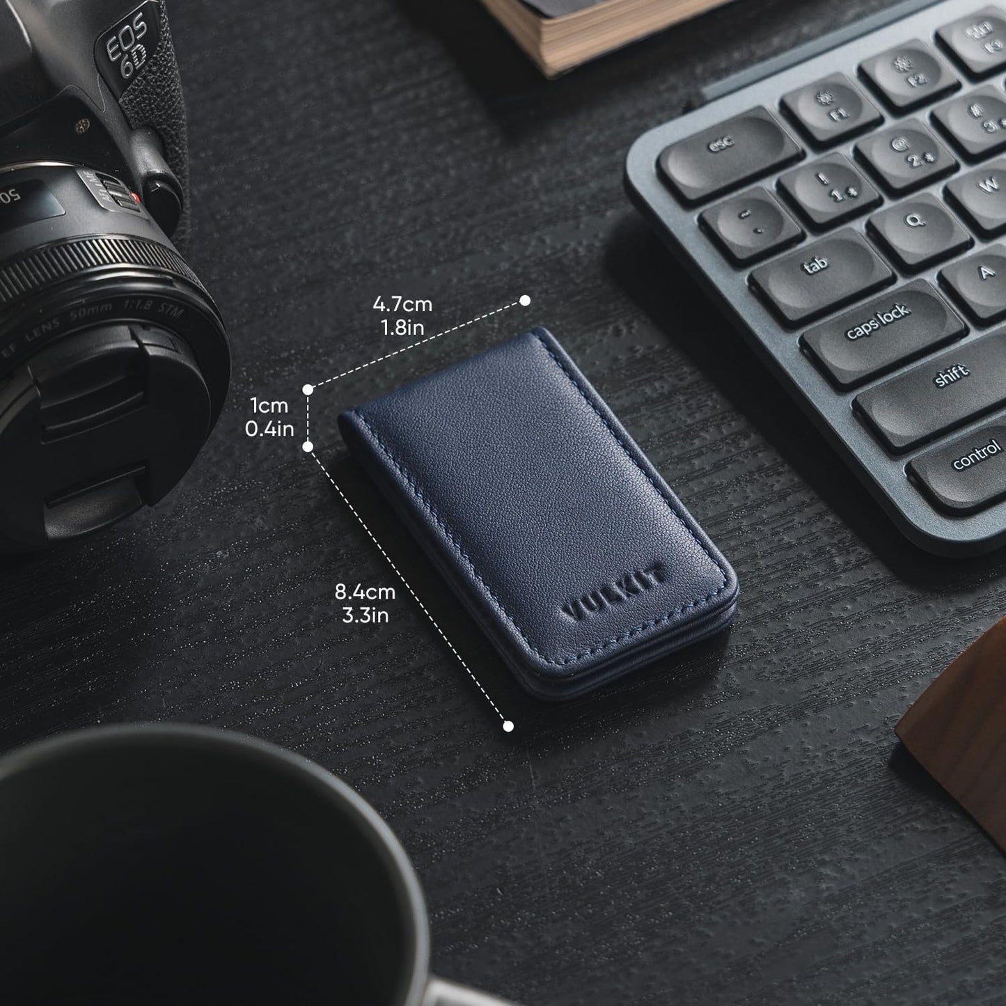 VULKIT Magnetic Money Clip Top Grain Leather Cash Holder Minimalist Design Holds Up to 15 Cash