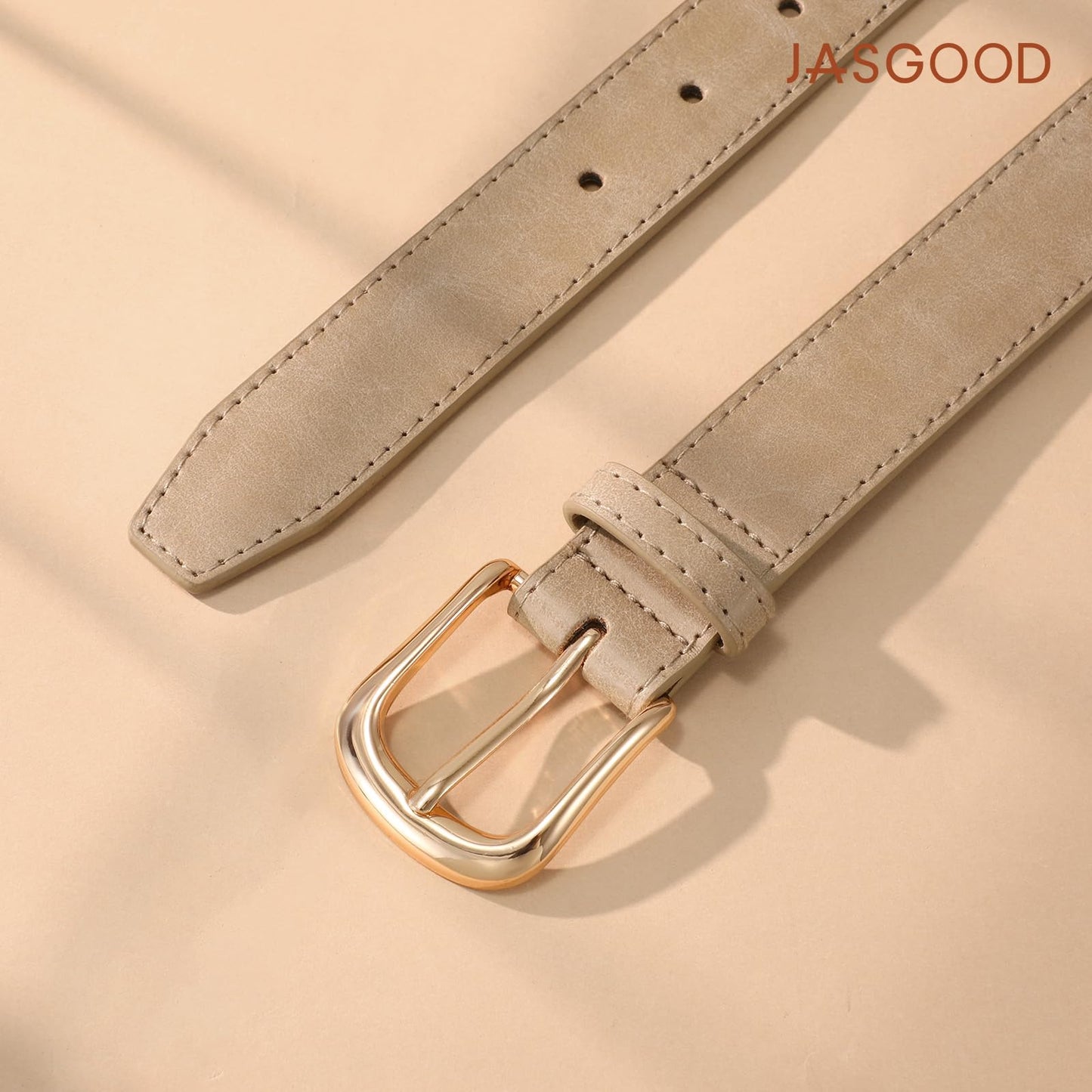 JASGOOD Women Leather Belt for Jeans Vintage Ladies Waist Belt with Gold Buckle for Pants Dress