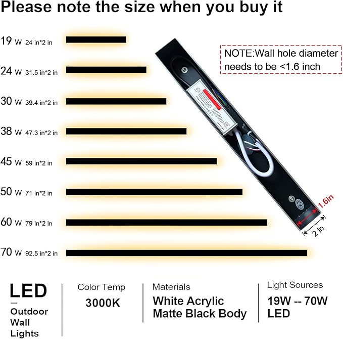 71 Inch Modern Outdoor Wall Lights Long Outdoor Wall Sconce IP65 Waterproof Linear Exterior Wall Lamp 3000K LED Exterior Light Fixtures for House Patio Garage