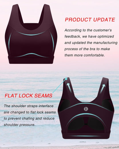 RUNNING GIRL High Impact Sports Bras for Women,Racerback Running Bra Workout Crop Tank Tops Longline Sports Bra Push up(WX2667 Deep Taupe M)