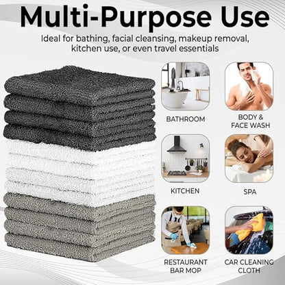 100% Cotton Washcloth Set – Soft, Absorbent Face Towels