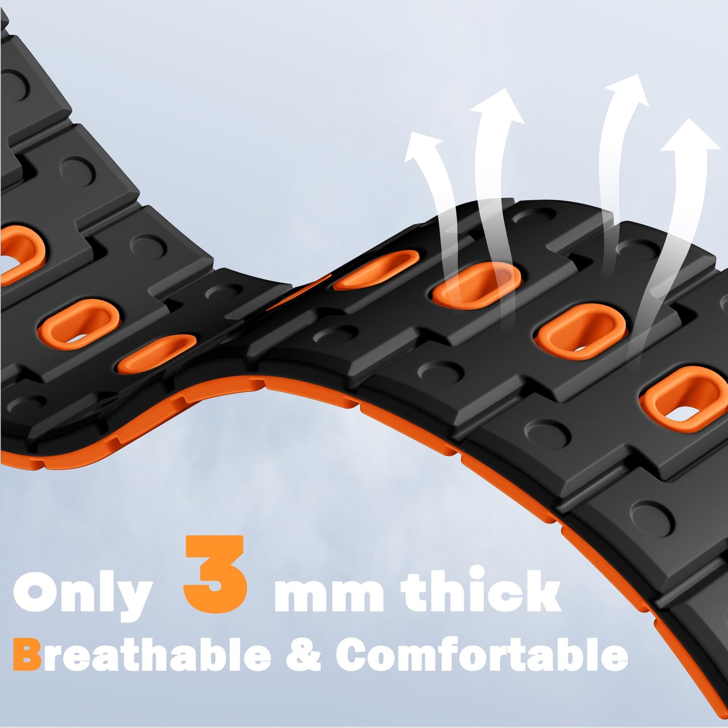 Bandletic Watchband Compatible with Samsung Galaxy Watch Ultra(2025/2024)Bands 47mm for Women, Silicone Strong Magnet Wristbands Adjustable Sport Strap for Galaxy Watch Ultra Bands for Man, Black Orange