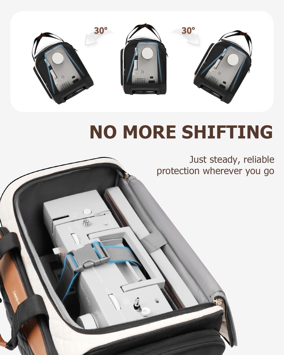 Arcoyard Sewing Machine Case with Wheels, Rolling Sewing Machine Carrying Case with Removable Bottom Pad & 2 Packing Cubes Storage, No Installation Required, Compatible with Singer, Brother, Brown