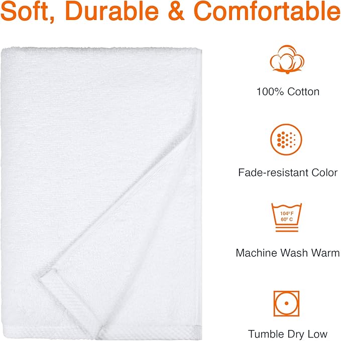 Amazon Basics Lightweight Quick-Dry Bath Towel, 100% Cotton, 2 Piece