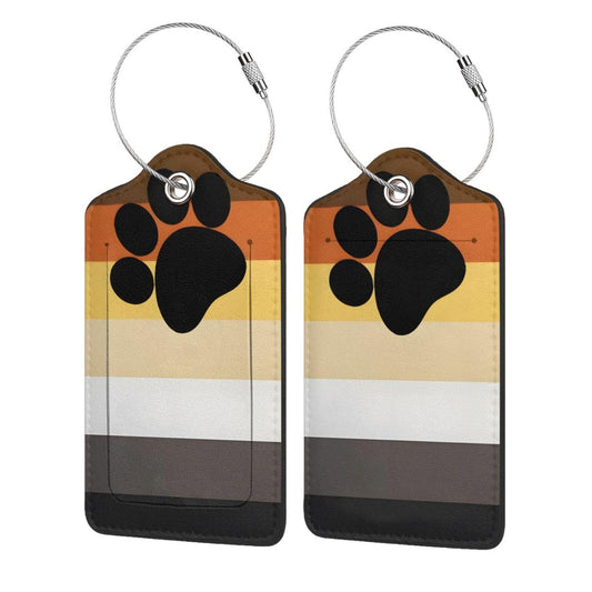 LGBT Rainbow Luggage Tag 2 Pcs Progress Pride Luggage Tag Gay Pride Bear Paw Tag for Suitcase Travel Backpack