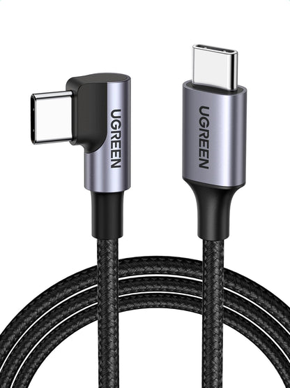 UGREEN Right Angle USB C Cable 6.6FT 2-Pack, 60W USB C to USB C Cable 90 Degree Type C Cable for iPhone 17/16, MacBook Pro/Air, iPad Pro 2022/Air 5/Mini 6, Galaxy S25/S24/S22, Pixel 8/7, Switch