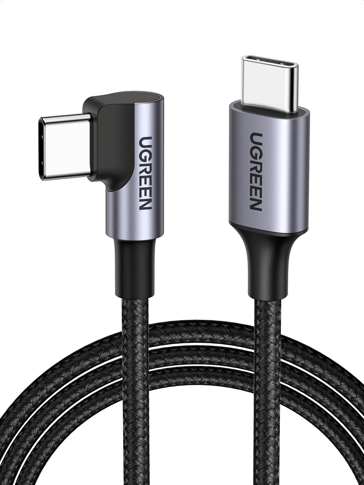 UGREEN Right Angle USB C Cable 6.6FT 2-Pack, 60W USB C to USB C Cable 90 Degree Type C Cable for iPhone 17/16, MacBook Pro/Air, iPad Pro 2022/Air 5/Mini 6, Galaxy S25/S24/S22, Pixel 8/7, Switch