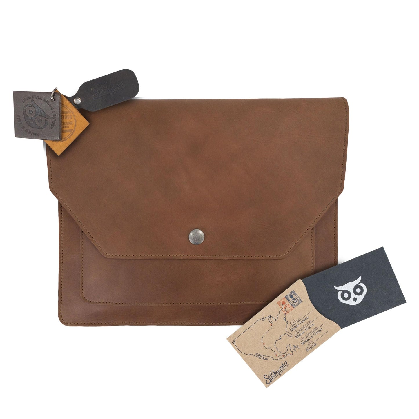 Hide & Drink, Slim Portfolio, Narrow Document Holder, Flat Messenger Case, Multipurpose Office Accessory, Full Grain Leather, Handmade, Single Malt Mahogany