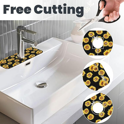 Faucet Draining Mat For Kitchen Sink, Sunflower Flower Black Diatom Mud