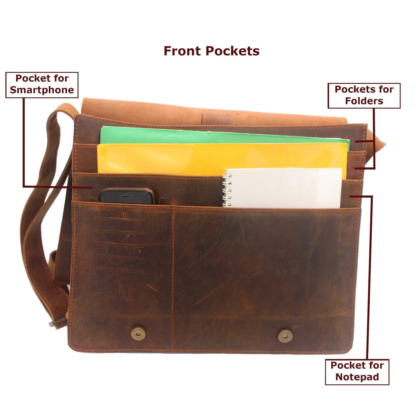 L LEATHERESQUE Chelsea Handmade Genuine Leather Crossbody Laptop Messenger Shoulder Bag 14 inch Satchel for Men and Women Crazy Horse Distressed Vintage Brown
