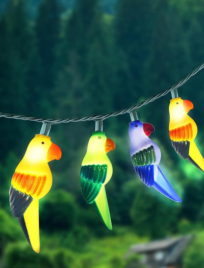 8.5FT Outdoor Parrot String Lights, 10 LED Warm White Waterproof Fairy Lights with 2 Spare Bulbs, Shatterproof & UL Certified Lighting for Summer Halloween Camping Patio Pool Yard Decor