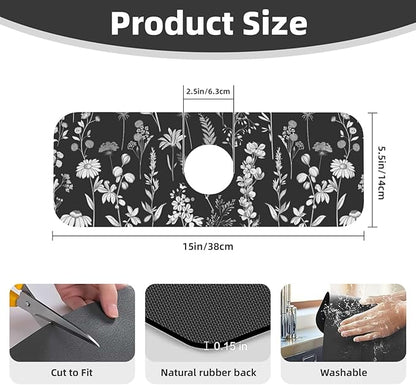 Faucet Draining Mat For Kitchen Sink, Wildflowers Plants Diatom Mud Absorbent