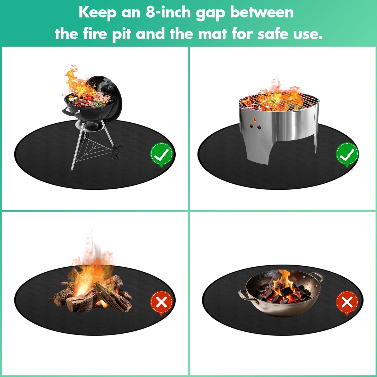 Funshot Round Fire Pit Mat 36 Inch, Fireproof Deck Protector, Heat Resistant Waterproof Pad for Patio, Lawn & Outdoor Fire Pit