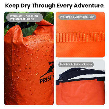 Pristis Waterproof Dry Bag, 5L Lightweight Floating Kayak Storage Backpack for Men Women, Durable Outdoor Roll Top Dry Sack Gear Accessory for Kayaking Fishing Rafting Beach Camping, Orange