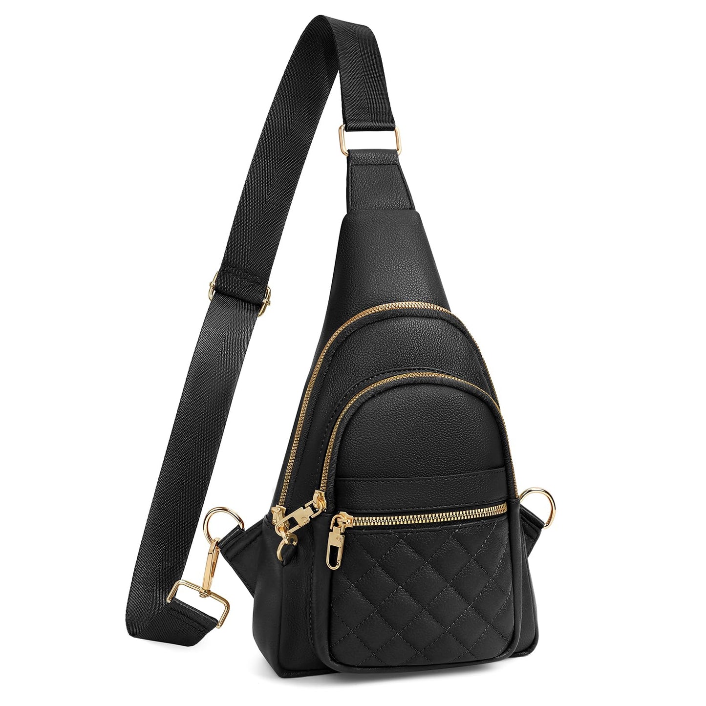 JASGOOD Women Anti-theft Crossbody Sling Bag, Leather Chest Bag Sling Backpack for Fashion Travel,Black