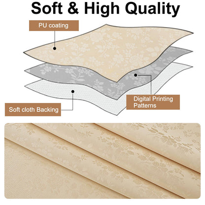 smiry Waterproof Vinyl Tablecloth, Rectangle Heavy Duty Table Cloth, Wipeable Table Cover for Kitchen and Dining Room (Beige, 60" X 84")