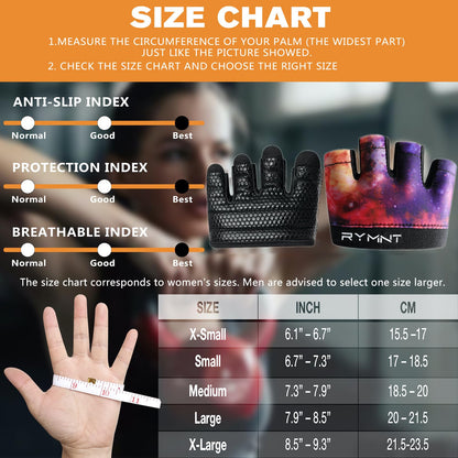 RYMNT Minimal Workout Gloves, Micro Weight Lifting Gloves Grip Pads with Full Palm Protection & Extra Grip for Women Weightlifting,Gym,Cross Training,Powerlifting,WODs.GalaxyPL-Large
