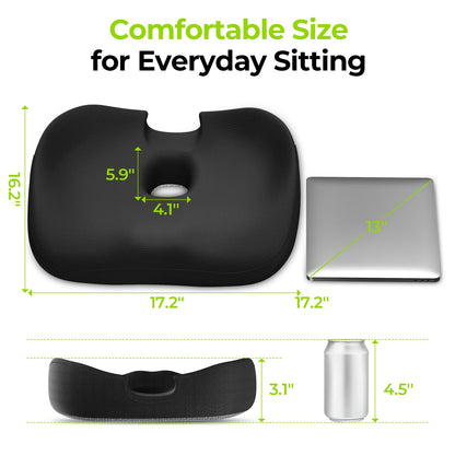 AUVON Innovative Donut Pillow Hemorrhoids Scientific Center Hole and Tailbone Cutout, Orthopedic Pain Relief Donut Seat Cushion for Coccyx, Sciatica, Postpartum Pregnancy, After Surgery Sitting Relief