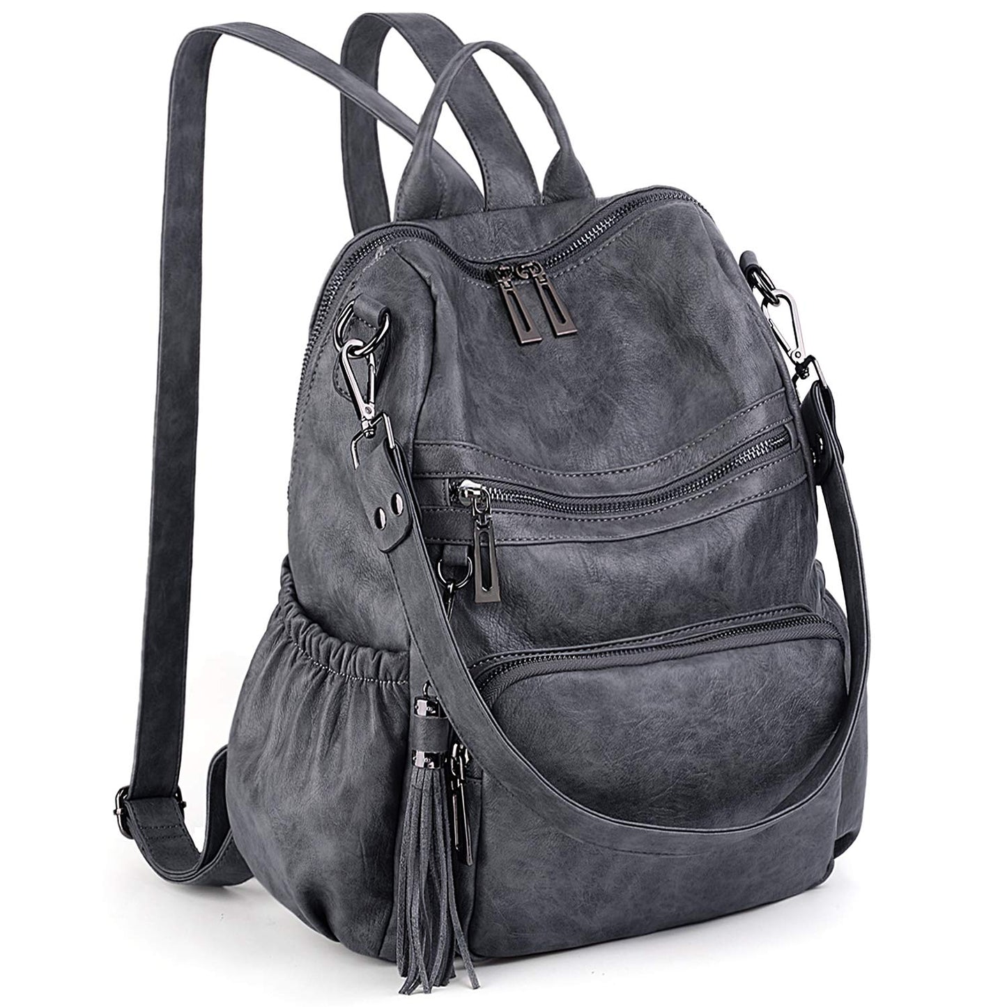 UTO Women Backpack Purse Leather Vegan Ladies Fashion Designer Rucksack Convertible Travel Shoulder Bag with Tassel