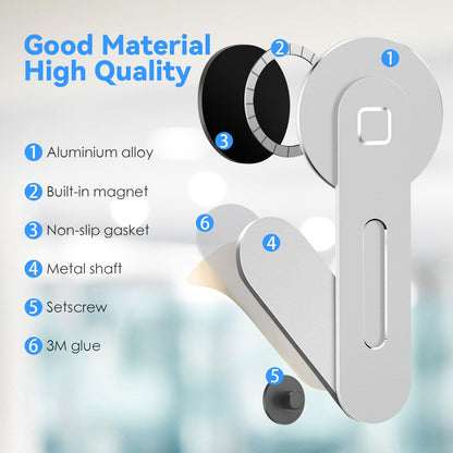 CloudValley Magnetic Phone Holder for Laptop Designed for iPhone 17/16/15/14/13/12 MagSafe, Adjustable Phone Monitor Side Mount, Slim Portable Foldable Computer Expansion Bracket, Silver