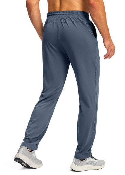 G Gradual Men's Sweatpants with Zipper Pocket Workout Athletic Track Pants Stretch Tapered Joggers for Gym Running Jogging(Dusty Blue,L)