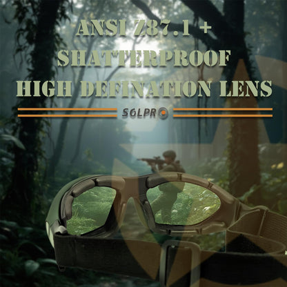 SOL PRO Powersports Safety Goggles, ANSI, Zero‑Pressure, Durable Anti‑Fog, Riding, Hunting Shooting, Fit Men and Women